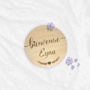 Carte Bienvenue Bonjour pour Bébé en Bois – Naissance prénom personnalisé