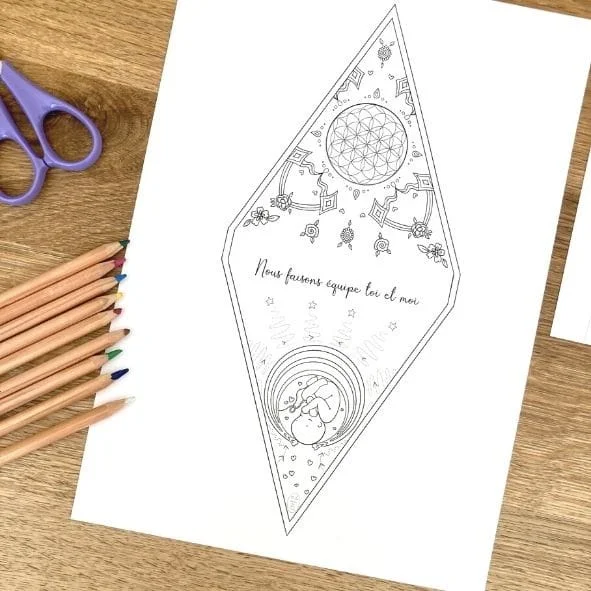Coloriage – Guirlande d’accouchement avec Mantras – Image 3