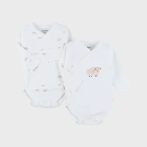 Lot de 2 bodies croisés en coton imprimé mouton