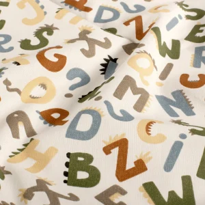 Popeline de coton Lettrosaure