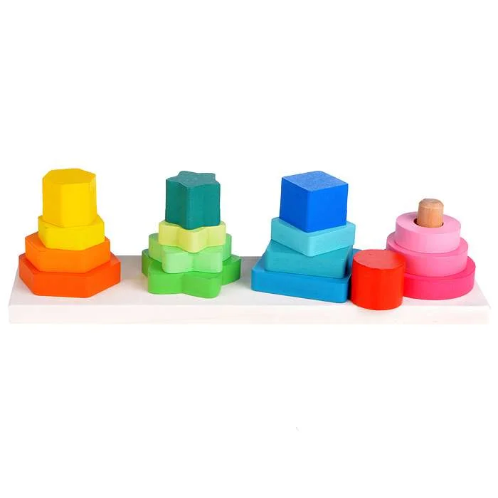 4 tours à empiler en bois coloré