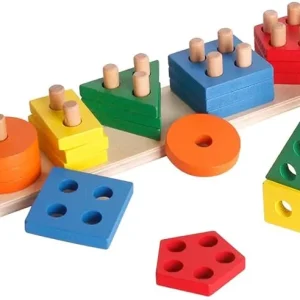 5 tours à empiler en bois coloré