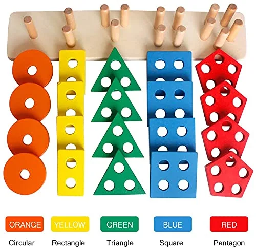 5 tours à empiler en bois coloré – Image 3