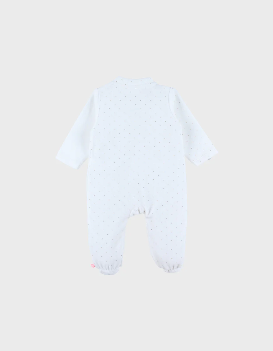 Pyjama velours blanc avec broderie oiseau – Image 2
