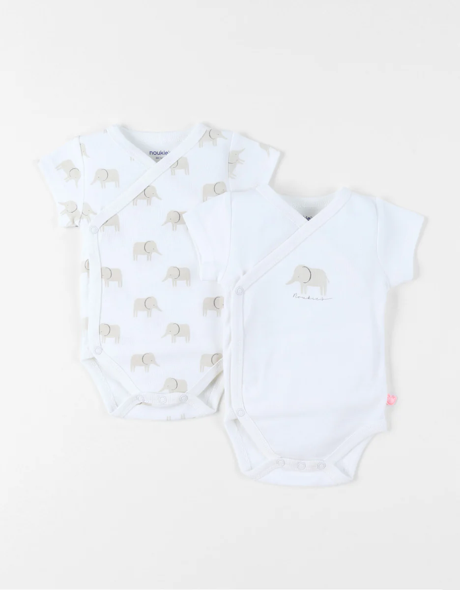 Set 2 bodys croisés Eléphant beige