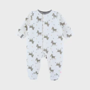 Pyjama bébé en velours à motif blanc zèbre