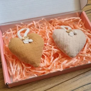 Duo de cœurs en double gaze de coton coloris au choix à personnaliser avec inscription