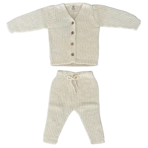 Pantalon + veste perlé écru