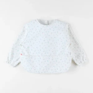 Tablier à manches fleuri, écru