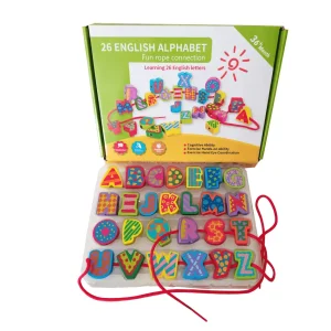 Jeu d&rsquo;enfilage – Alphabet à enfiler en bois