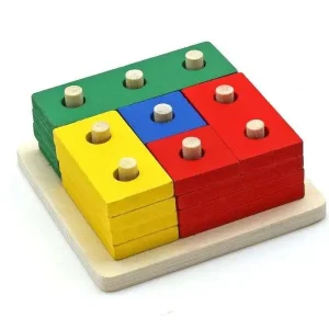 Jeu des formes géométriques à emboiter en tiges