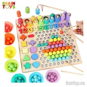 Plateau Montessori Educatif, Plaque logarithmique avec perles