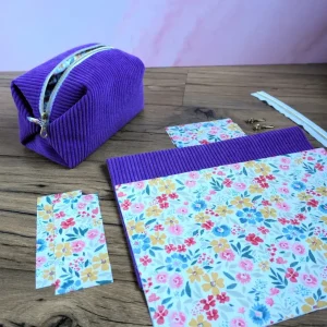 Kit couture : Trousse carrée en velours côtelé