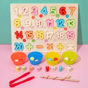 Plateau Montessori Mathématiques et perles – jeu de tri et motricité fine