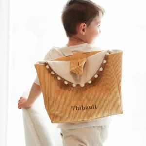 Sac cartable enfant velours jaune