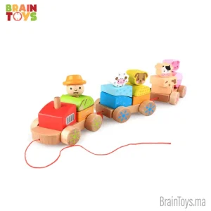 Train animaux de ferme, Jeu de construction en bois