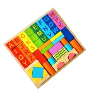 Jeu de construction en bois coloré