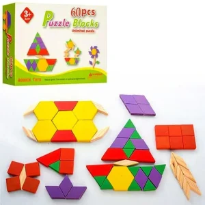 Mini Bloc Montessori mosaïque avec modèles 60pieces