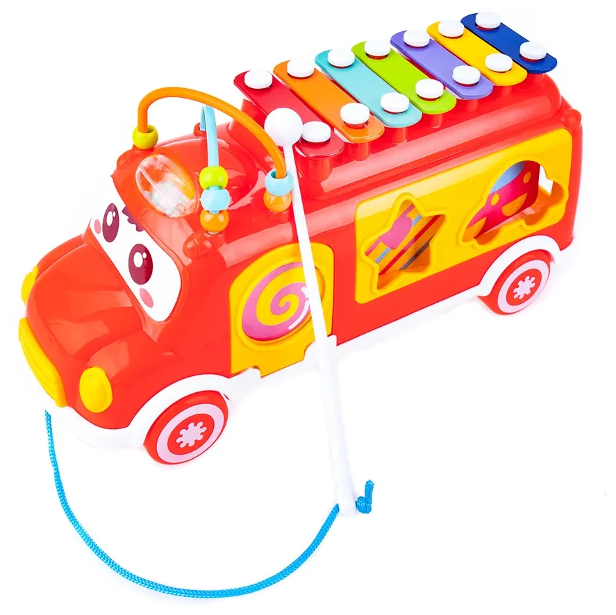 Bus Musical Huanger 3-en-1 – Jouet Éducatif Bébé – Orange – Image 2