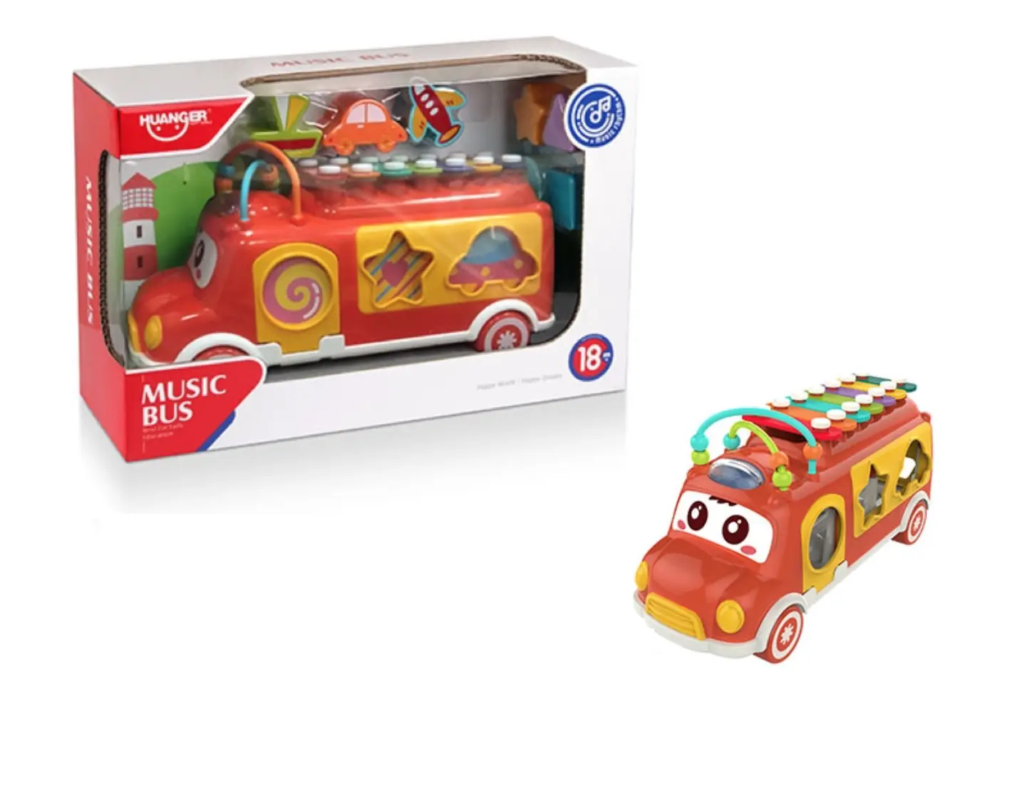 Bus Musical Huanger 3-en-1 – Jouet Éducatif Bébé – Orange – Image 3