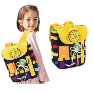 Busy Board Montessori forme Sac à Dos Montessori – Planche d’Activités Sensorielle pour Enfants