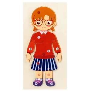 Puzzle corps humain en bois – fille en uniforme