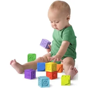 Cubes sensoriels Montessori bébé non toxique – 10 pièces