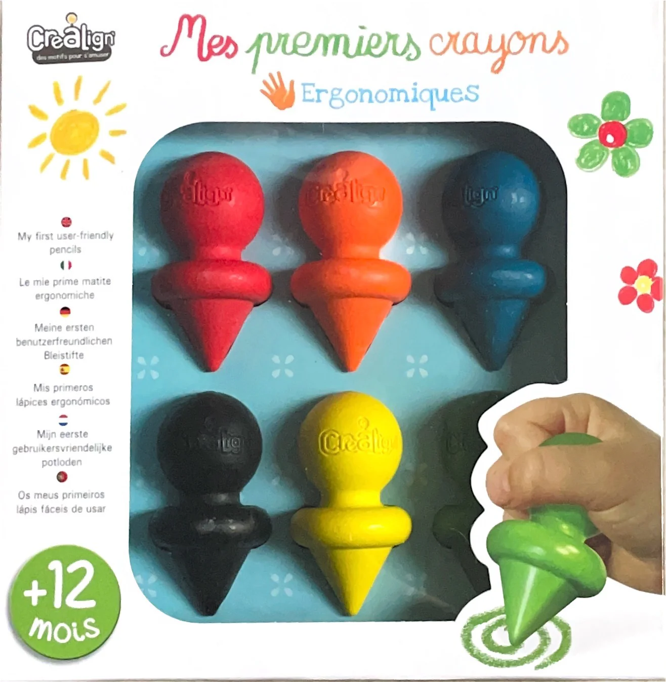 6 crayons ergonomiques