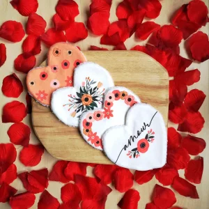 Ensemble de 4 Lingettes lavables Saint Valentin / Cadeau Saint Valentin "Amour"