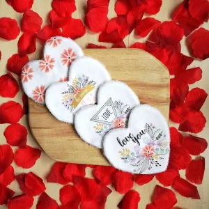 Ensemble de 4 Lingettes lavables Saint Valentin / Cadeau Saint Valentin "Be Mine"