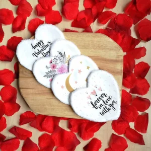 Ensemble de 4 Lingettes lavables Saint Valentin / Cadeau Saint Valentin "Forever in love with you"