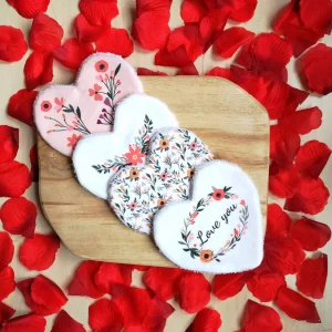 Ensemble de 4 Lingettes lavables Saint Valentin / Cadeau Saint Valentin "Love you"