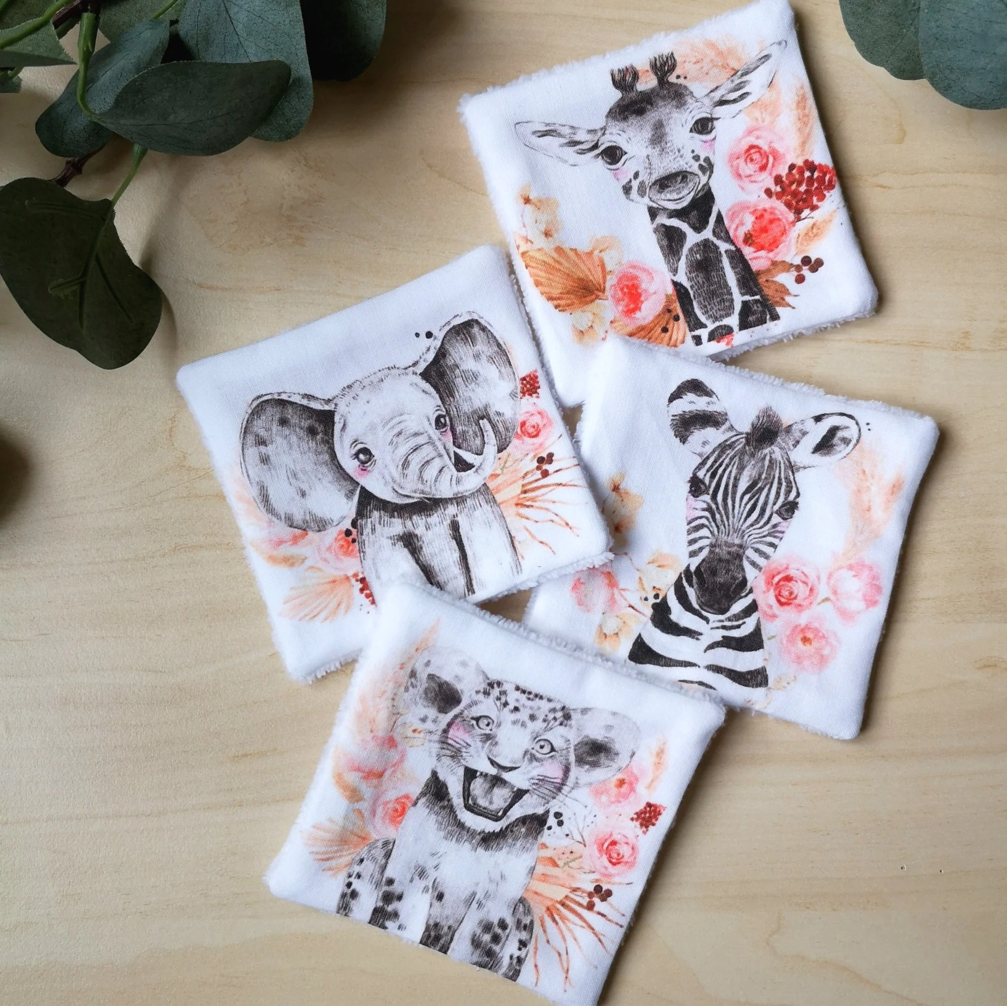 Ensemble de 4 lingettes Savane Bohême