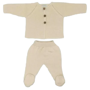 Ensemble de naissance coton écru