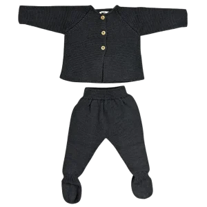 Ensemble de naissance coton gris foncé