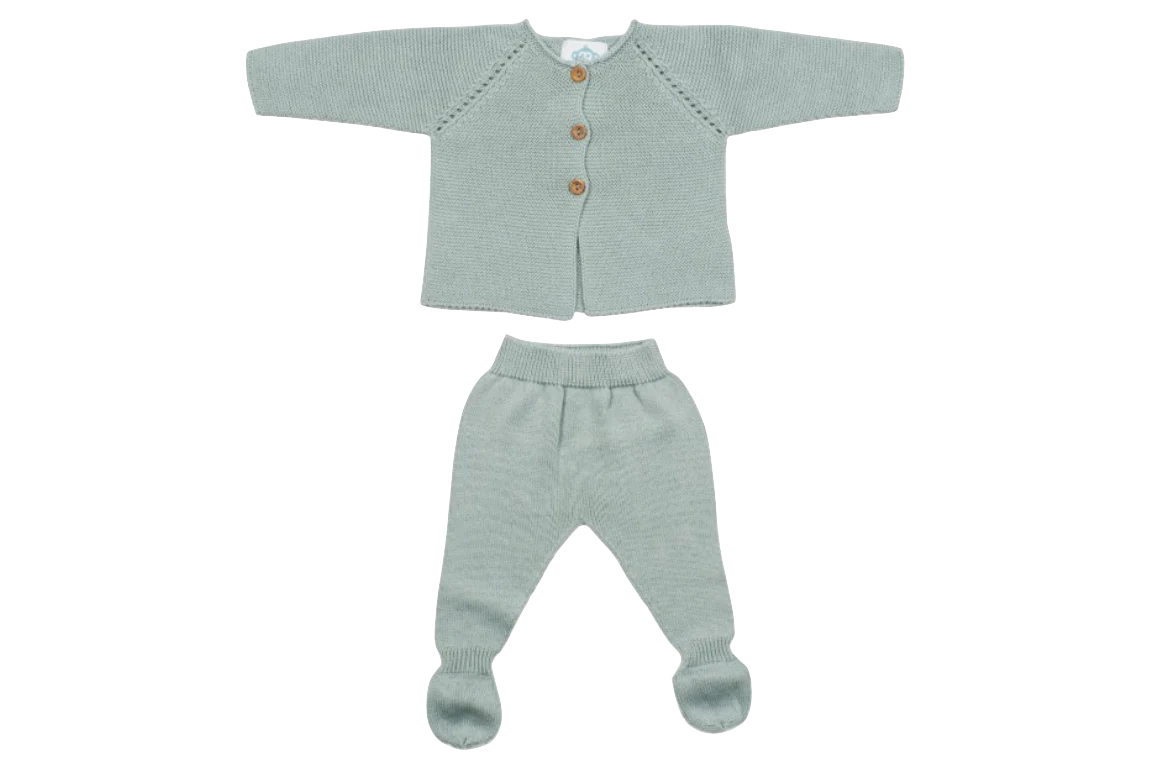 Ensemble de naissance coton vert d'eau