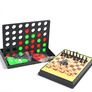 Combo Connect 4, jeu de dames et d&rsquo;echecs – version voyage