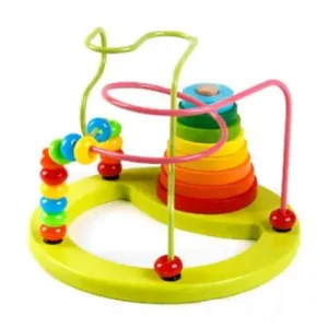 Jeu de labyrinthe à perles & tour en bois