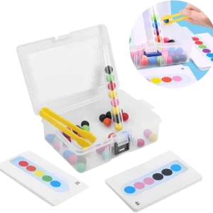 Jeu Montessori de Tri – Motricité Fine avec Pince, billes et Tube à Essai