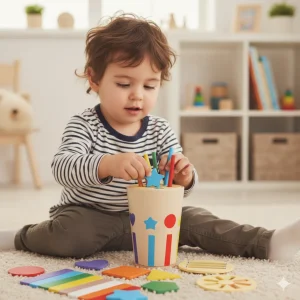 Jouet éducatif en bois pour le tri des formes et des couleurs – Favorise le développement cognitif