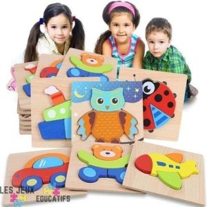 Jouet Pour Bébé Puzzle Animaux En Bois Lot De 6pcs