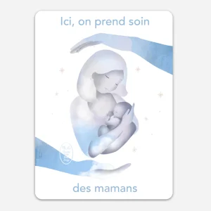 Macaron adhésif « Ici, on prend soin des Mamans »