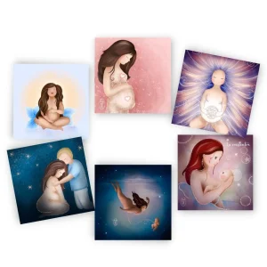 6 cartes Mantras irisées pour enchanter la grossesse