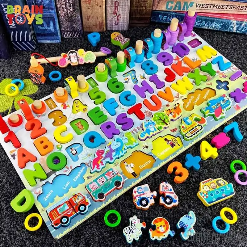Jouets Montessori pour Tout-Petits, Jeu de pêche en Bois magnétique Puzzles – Image 4
