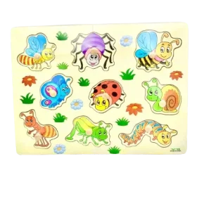 Puzzle éducatif en bois à bouton – insectes