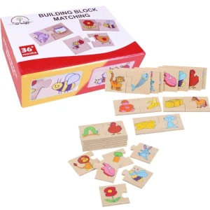 Jeu d’Association Éducatif – Puzzle en Bois animaux/nourriture 24 pièces