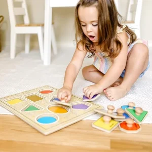 Puzzle en bois éducatif – Apprentissage des formes géométriques pour enfants – ARABE