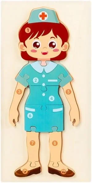 Puzzle corps humain infermière en bois – Métier