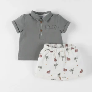 Ensemble Cute Gorilla Kaki/Blanc