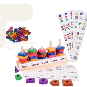 Jeu de Tri Couleurs Et Formes en Bois avec cartes modèles